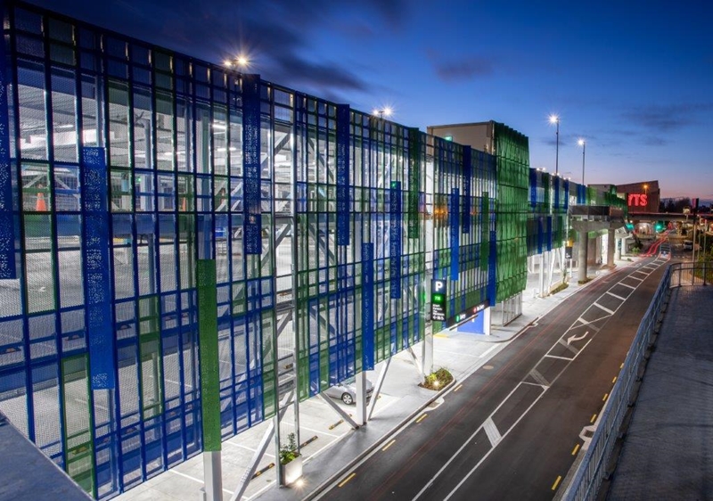 The blue and green colour scheme starts to come alive as night falls and the lighting systemactivates.